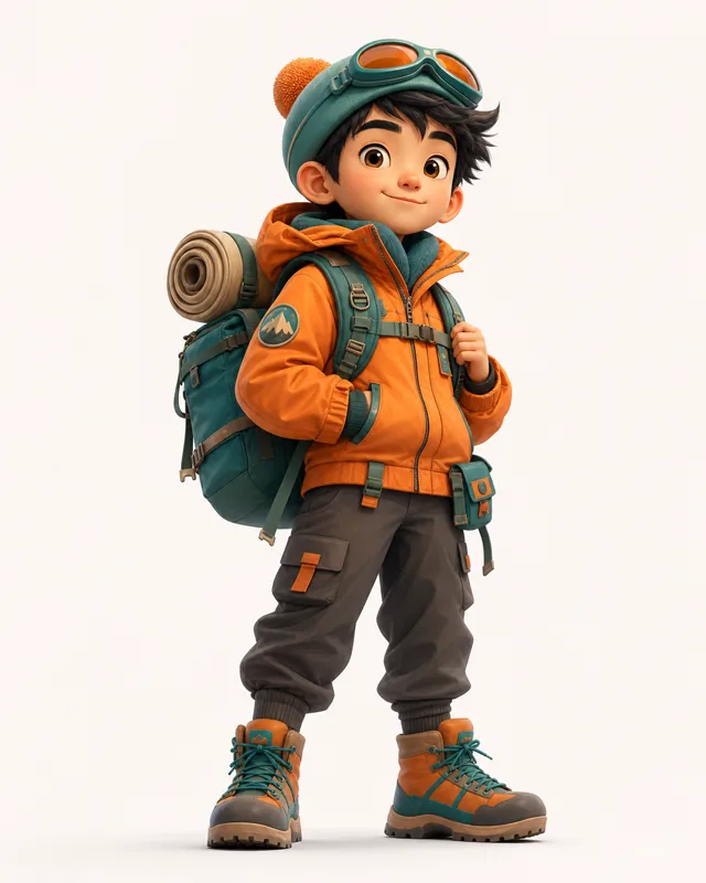 橙色户外服装三维角色案例